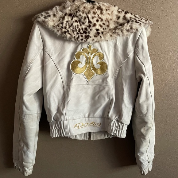 Rare House of Dereon Leather and Fur Bomber Jacket - Picture 3 of 6